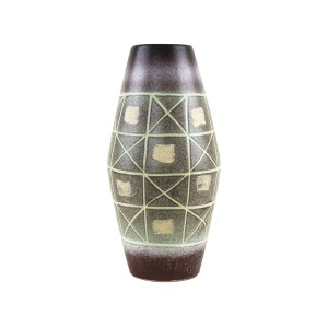 West German ceramic vase with geometric pattern, glazed pottery from the 1970s