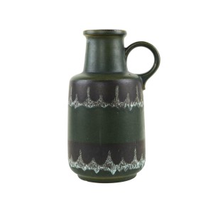 Fat Lava Ceramic Vase with Handle, Green Glaze, West Germany, 1970s