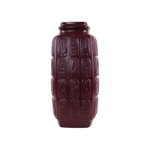 Bay Keramik ceramic vase with floral relief, burgundy glaze, Germany, 1970s