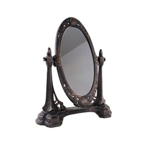 Art Nouveau Table Mirror with Ornamental Metal Frame, Early 20th Century