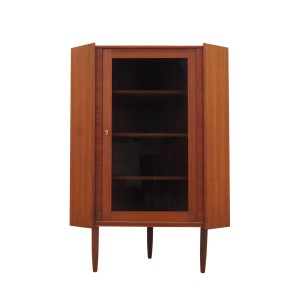 Danish teak corner display cabinet on tapered legs, 1960s