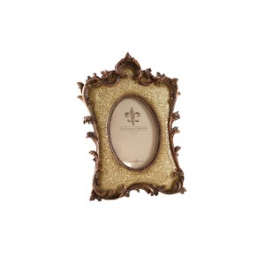Decorative Baroque-style ceramic frame with figural relief and gilding, European