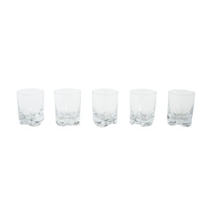 Set of whisky tumblers with organic textured surface, Danish clear glass, 1970s
