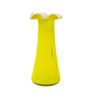 Italian art glass vase in vibrant yellow, mouth-blown colored glass, 1970s