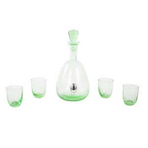 Textured green glass carafe by Gioielli, Italian art glass from the 1970s