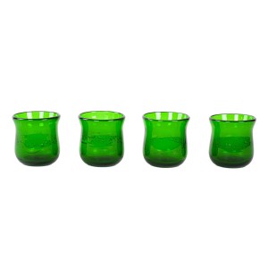 Italian green glass tumblers with air bubble inclusions, 1970s
