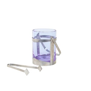 Gioielli ice bucket in purple glass and silver metal, Italian design from the 1970s