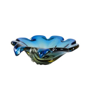 Murano glass platter in shades of green and blue, Italian Modern, 1970s