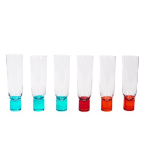 Club Champagne Stemmed Glasses by Mats Borgström for Sagaform, Coloured Glass, Sweden, 1990s