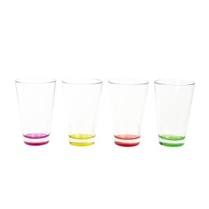 Set of Italian glass tumblers with multicolour accents, 1970s