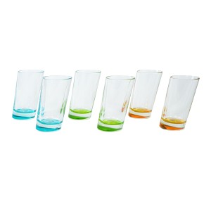 Set of six Italian tumblers with coloured bases, asymmetric form, 1980s