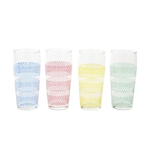 Set of four op-art tumblers, Italian decorative glass, 1970s