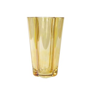 Italian Ribbed Glass Vase in Yellow, Mass-Coloured Glass, 1970s