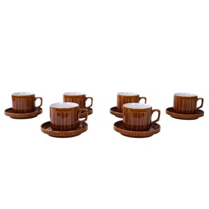 Set of six cups with saucers Tognana glazed ceramic Italy 1970s