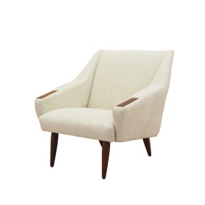 Danish Teak Lounge Chair with Wooden Armrest Details, 1960s
