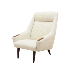 Danish lounge chair with wooden armrest inlays, 1960s