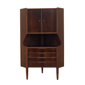 Danish rosewood corner cabinet with lock, four drawers, 1970s
