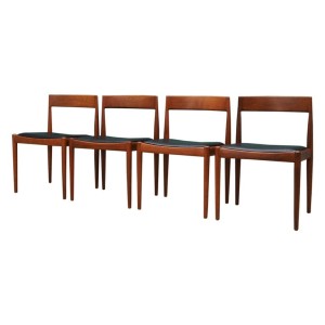 Set of four teak chairs, Danish design, 1970s, designer: Kai Kristiansen, manufacturer: Fritz Hansen