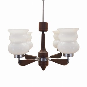 Wooden chandelier, Danish design, 1970s, production: Denmark