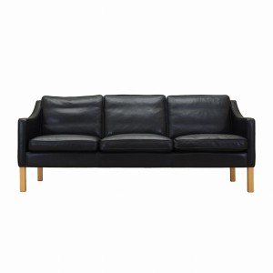 Black leather sofa, Danish design, 1970s, manufacture: Hurup Møbelfabrik