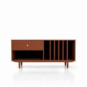 Turntable and vinyl cabinet stained teak T-S12