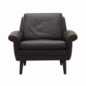 Brown leather armchair, Danish design, 1960s, designer: Aage Christiansen, manufacture: Erhardsen & Andersen